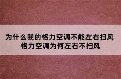 为什么我的格力空调不能左右扫风 格力空调为何左右不扫风